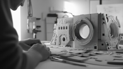 Architectural Model Creation: A Black and White Study of Meticulous Design