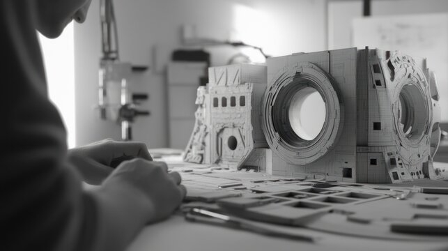 Architectural Model Creation: A Black and White Study of Meticulous Design