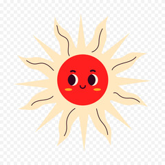 Hand draw cute sun illustration on white background