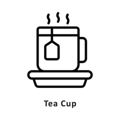Tea Cup Vector Outline Icon. Eps 10 File 