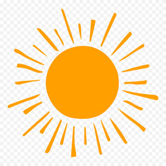 Hand draw cute sun illustration on white background