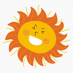 Hand draw cute sun illustration on white background