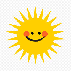 Hand draw cute sun illustration on white background