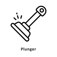 Plunger Vector Outline Icon. Eps 10 File 