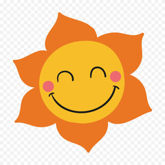 Hand draw cute sun illustration on white background