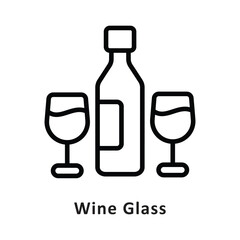 Wine Glass Vector Outline Icon. Eps 10 File 