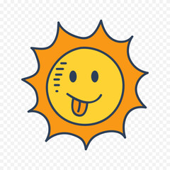 Hand draw cute sun illustration on white background