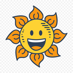 Hand draw cute sun illustration on white background