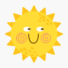 Hand draw cute sun illustration on white background