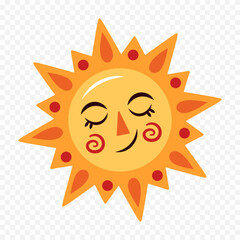 Hand draw cute sun illustration on white background