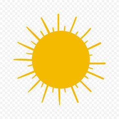 Hand draw cute sun illustration on white background
