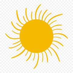 Hand draw cute sun illustration on white background