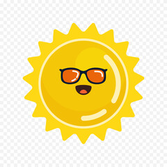 Hand draw cute sun illustration on white background