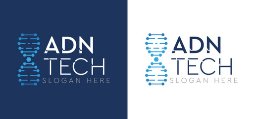 Logotipo tecnológico de ADN con estructura molecular para marca de biotecnología ciencia o innovación © Dave Walker