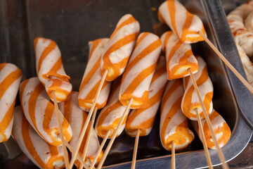 Sate Shrimp Roll food made from fish, a forzen food street food that is currently viral