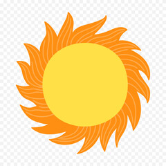 Hand draw cute sun illustration on white background