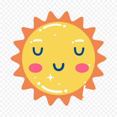 Obraz premium Hand draw cute sun illustration on white background