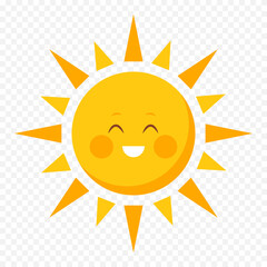 Hand draw cute sun illustration on white background