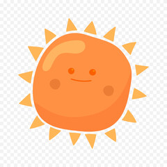 Hand draw cute sun illustration on white background