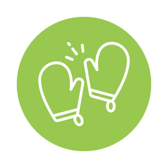 Oven gloves vector Circle Outline Icon. Eps 10 File