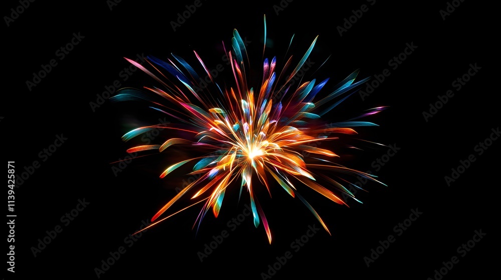 Poster abstract colorful fireworks light display design