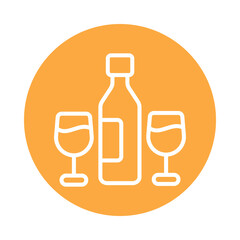 Wine Glass vector Circle Outline Icon. Eps 10 File