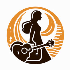 vector illustration of a person carrying a guitar