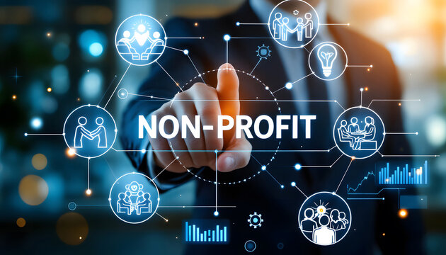 Non-Profit Concept Illustration, Teamwork, Ideas, and Connections, Digital Network Visualization