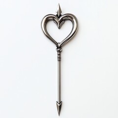 Arrow piercing a heart symbol isolated on white background