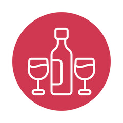 Wine Glass vector Circle Outline Icon. Eps 10 File
