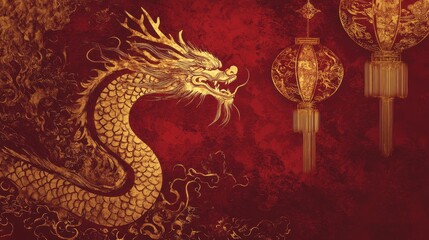 Fototapeta premium Chinese new year 2025 concept,Red snake flat lay top view, Happy Chinese new year with Red envelope and gold ingot,blessing, wealth on red background with copy space for your text.