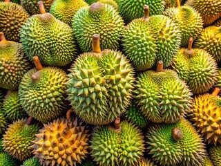 Obraz premium 3D Durian Pile: Rule of Thirds Composition, Realistic Fruit