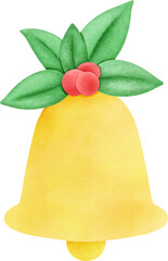 Christmas Bells element. Decor for New Year Christmas and holiday. Hand drawn cartoon illustration on isolated background.