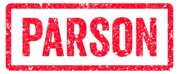 Parson Stamp Transparent Seal, Red Grunge Parson Word Rubber Stamp Seal