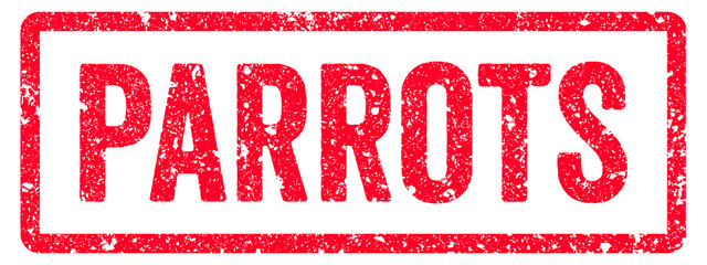 Parrots Stamp Transparent Seal, Red Grunge Parrots Word Rubber Stamp Seal © BORN