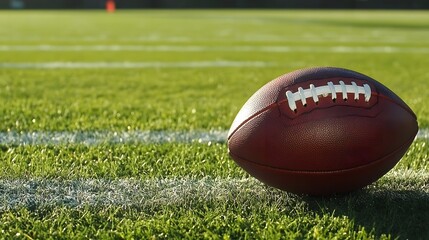 Obraz premium Closeup of American Football on Field