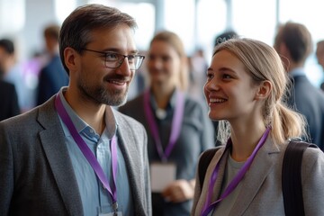 Senior professionals Businessman and Young businesswoman engaged in a dynamic conversation is ideal for promoting Training and teamwork in corporate settings.