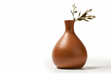 Brown Vase , Isolated white background, flat lay