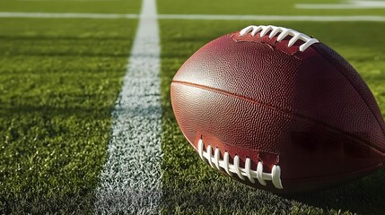 Obraz premium Closeup of American Football on Field