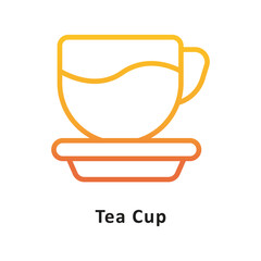 Tea Cup Vector Gradient Outline Icon. Eps 10 File