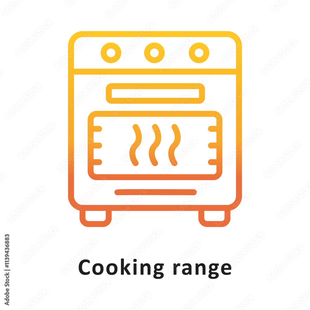 Poster cooking range vector gradient outline icon. eps 10 file