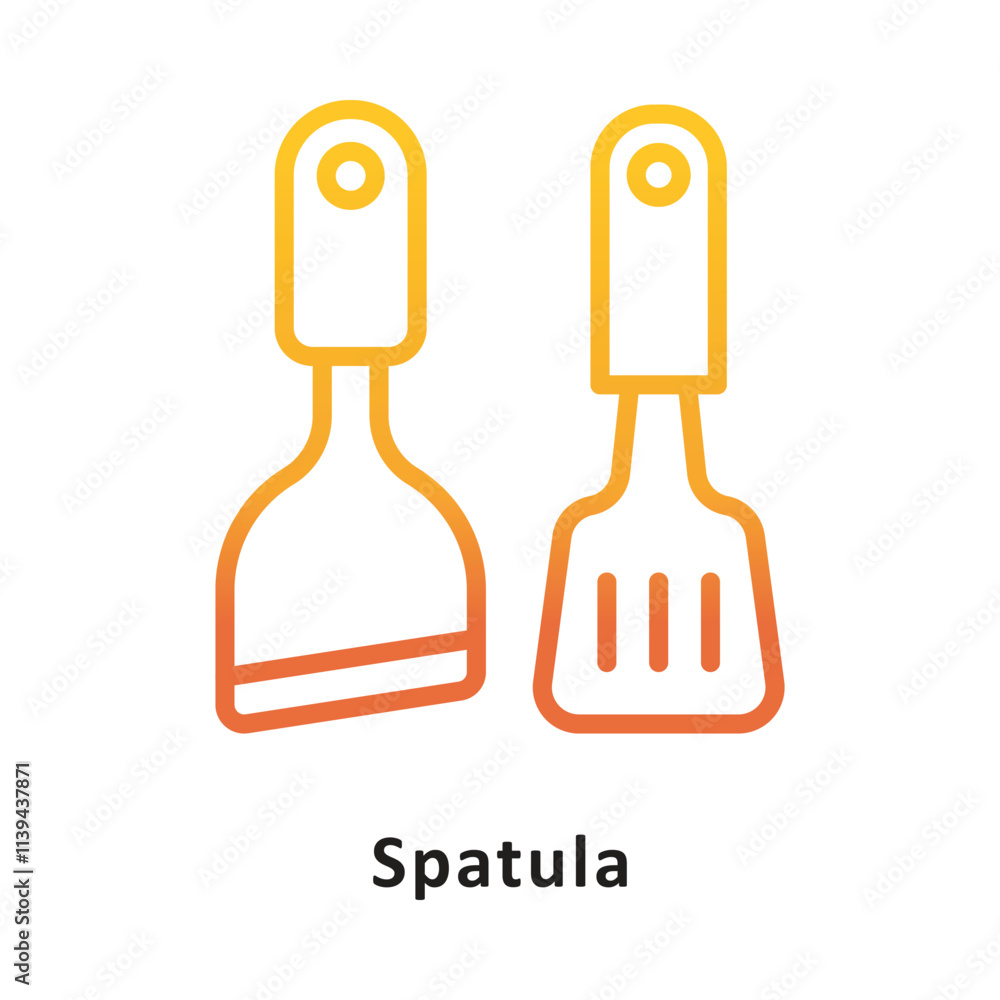 Poster spatula vector gradient outline icon. eps 10 file