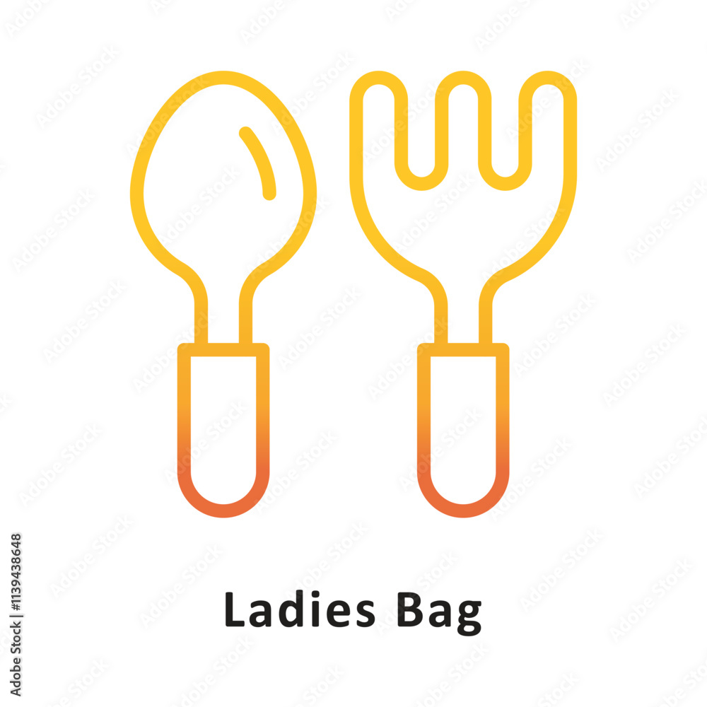 Poster fork and knife vector gradient outline icon. eps 10 file