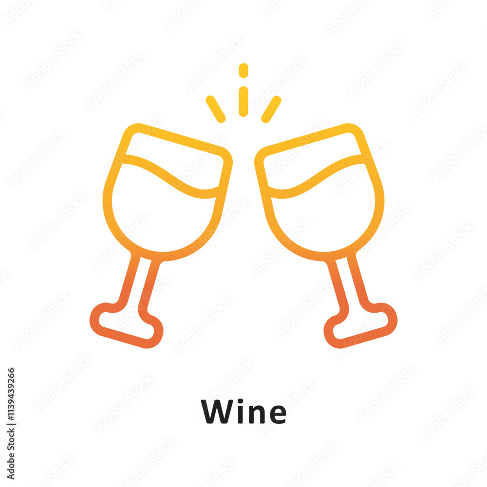 Poster wine vector gradient outline icon. eps 10 file