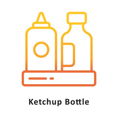 Ketchup Bottle Vector Gradient Outline Icon. Eps 10 File 