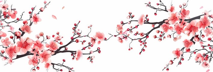 Cherry Blossom Branch Illustration
