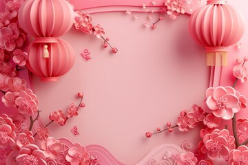 Pink Lanterns and Blossoms