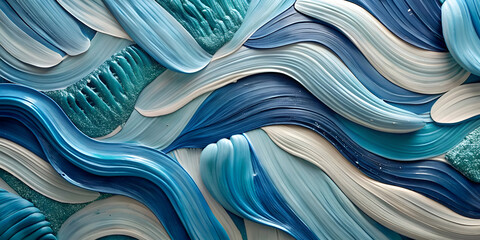 Naklejka premium Abstract Blue Swirls. A Modern Art Painting