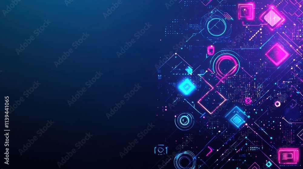 Poster dynamic digital design elements abstract background graphic illustration modern technology environme