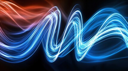 Dynamic light trails capture energy movement digital art abstract environment high contrast vibrant colors